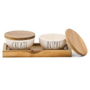 Rae Dunn 3pc Create And Inspire Bowls And Tray Set